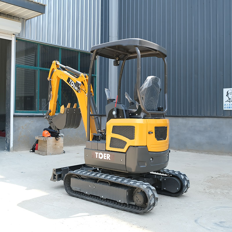 Miniexcavadora de 2,5 toneladas con cola cero para construcción, con orugas extensibles.