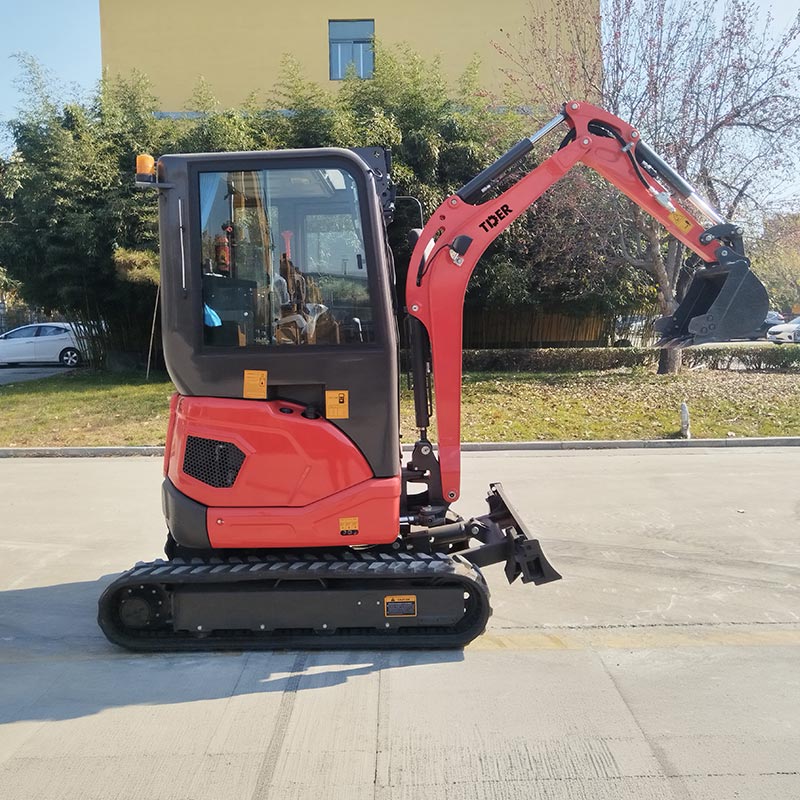 Miniexcavadora de 3 toneladas con cola cero, cabina cerrada y aire acondicionado.